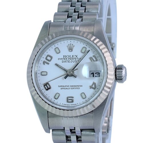 Rolex Ladies Datejust White "Explorer Dial" 18kw & Ss Fluted Jubilee Band Watch - luxuriantconcierge