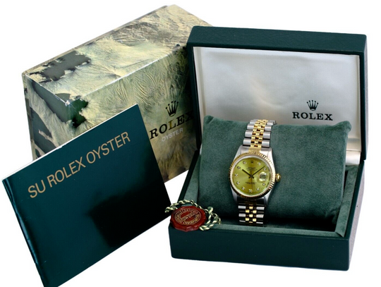 Rolex Men's Datejust Factory Champagne Diamond Fluted Bezel 36mm Watch W/ Box - luxuriantconcierge