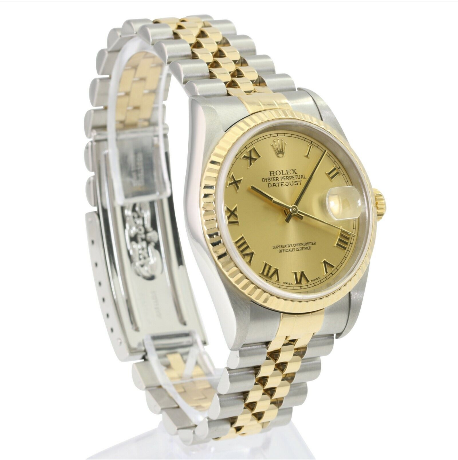 Rolex Men's Datejust Champagne Roman Dial SS & 18K Gold Bezel 36mm Watch - luxuriantconcierge