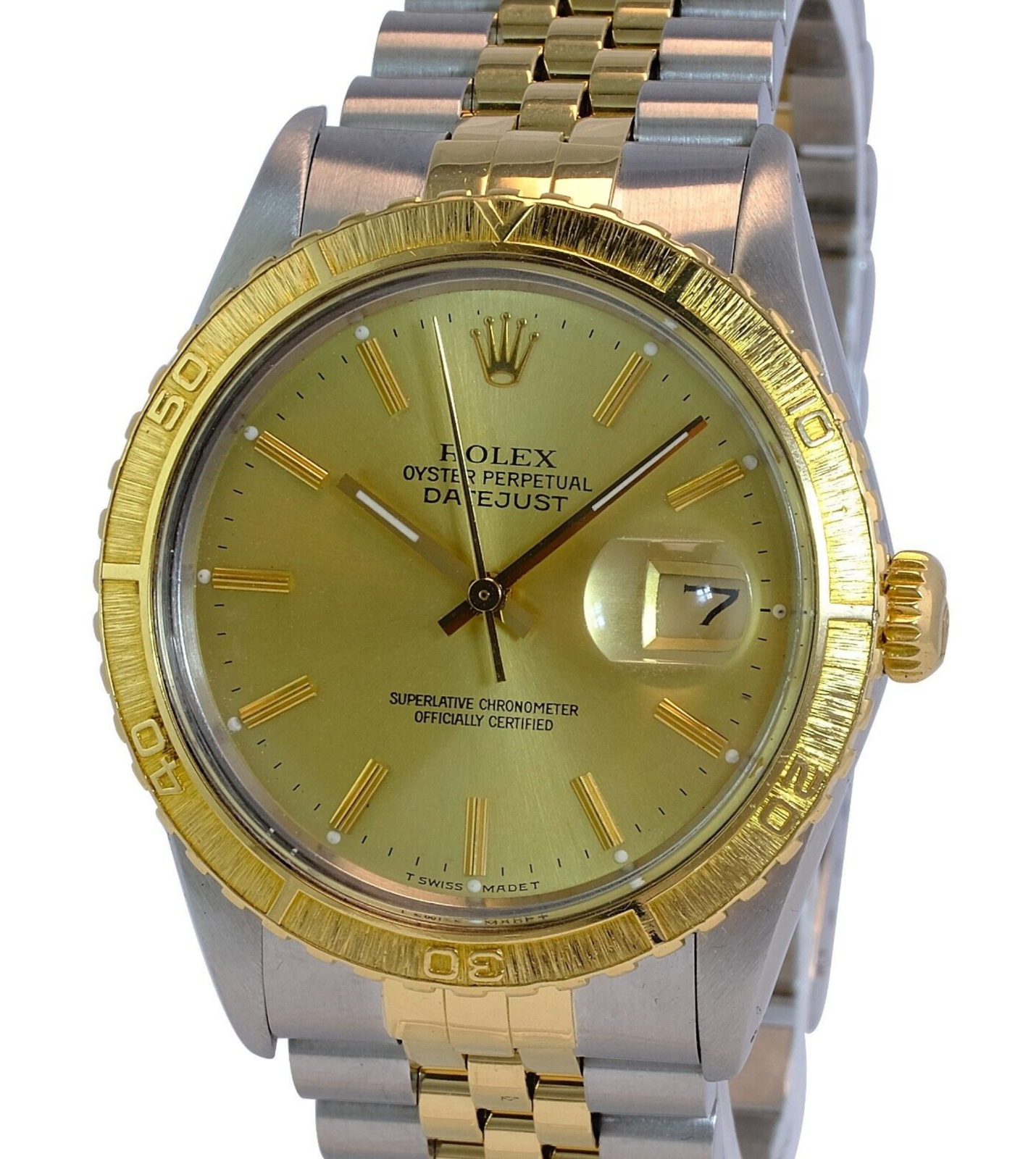 Rolex Men's Datejust SS & 18KY Gold Champagne Dial Thunderbird Bezel 36mm Watch - luxuriantconcierge