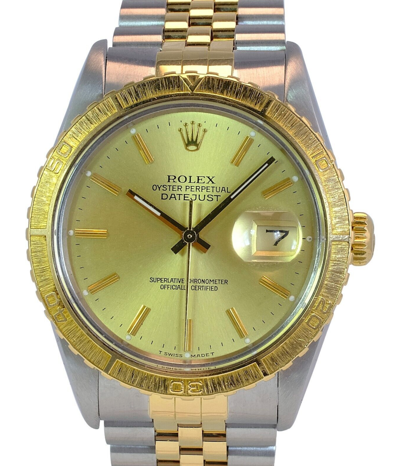 Rolex Men's Datejust SS & 18KY Gold Champagne Dial Thunderbird Bezel 36mm Watch - luxuriantconcierge