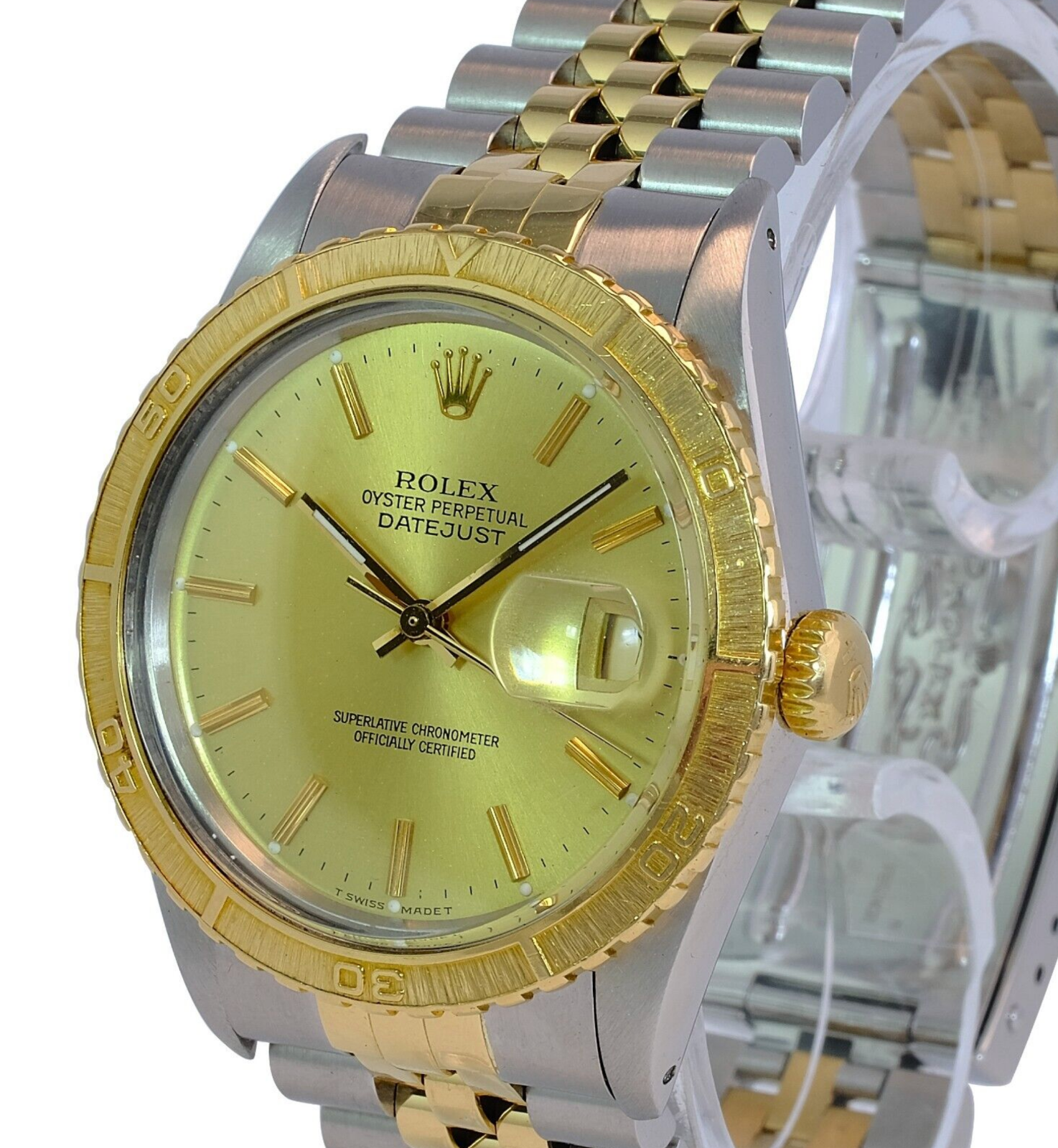 Rolex Men's Datejust SS & 18KY Gold Champagne Dial Thunderbird Bezel 36mm Watch - luxuriantconcierge