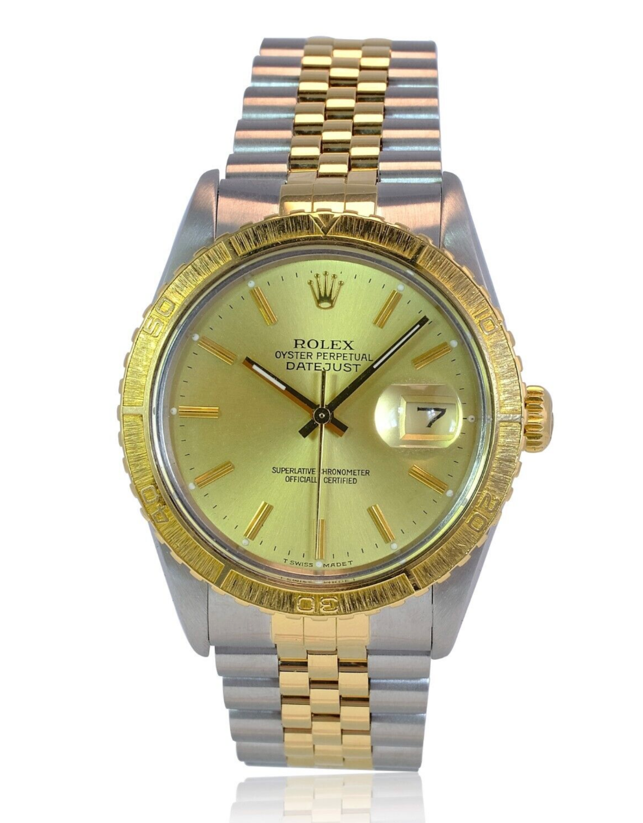 Rolex Men's Datejust SS & 18KY Gold Champagne Dial Thunderbird Bezel 36mm Watch - luxuriantconcierge