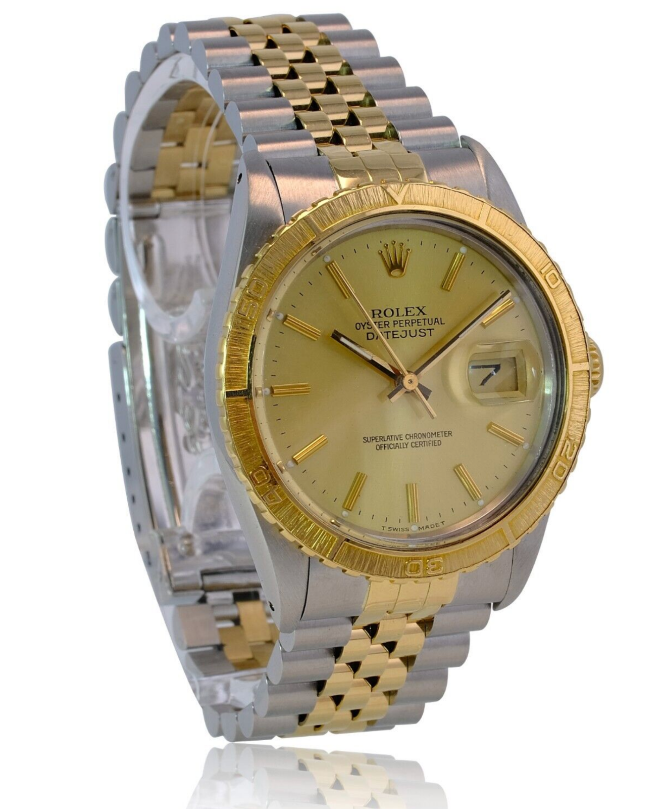 Rolex Men's Datejust SS & 18KY Gold Champagne Dial Thunderbird Bezel 36mm Watch - luxuriantconcierge