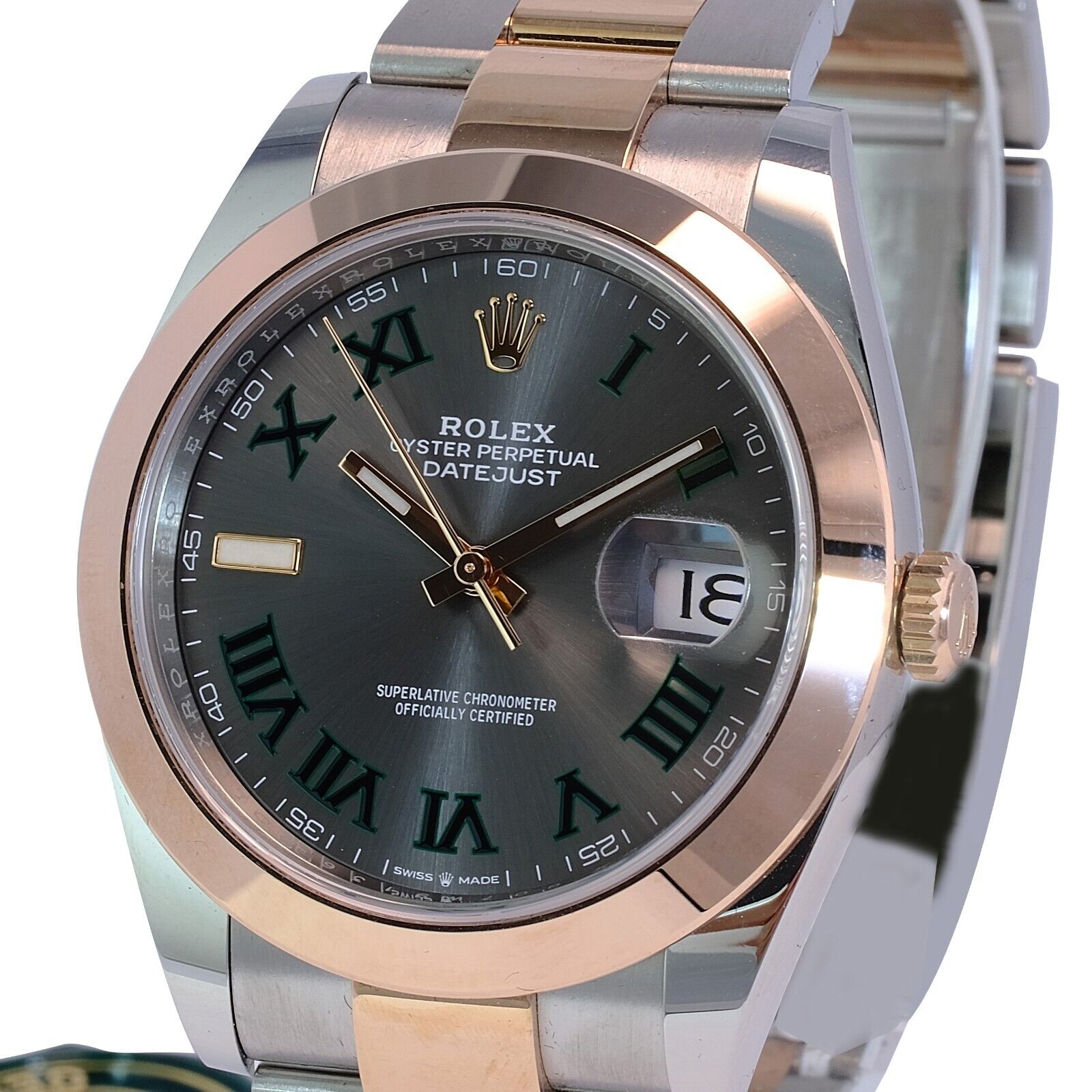 Rolex Men's Datejust II SS & 18k RG Wimbledon Grey Roman Dial 41mm Watch New - luxuriantconcierge