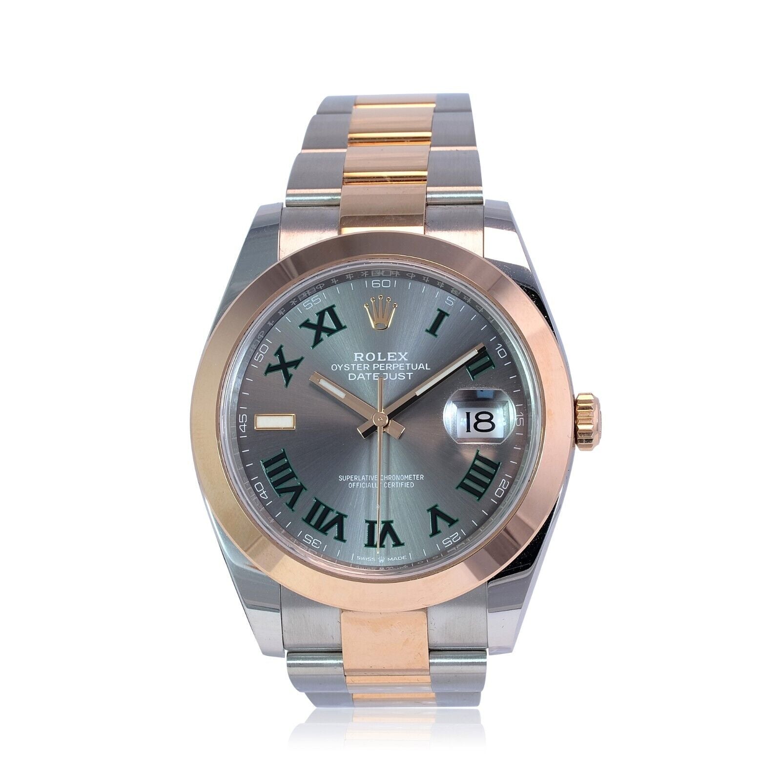 Rolex Men's Datejust II SS & 18k RG Wimbledon Grey Roman Dial 41mm Watch New - luxuriantconcierge