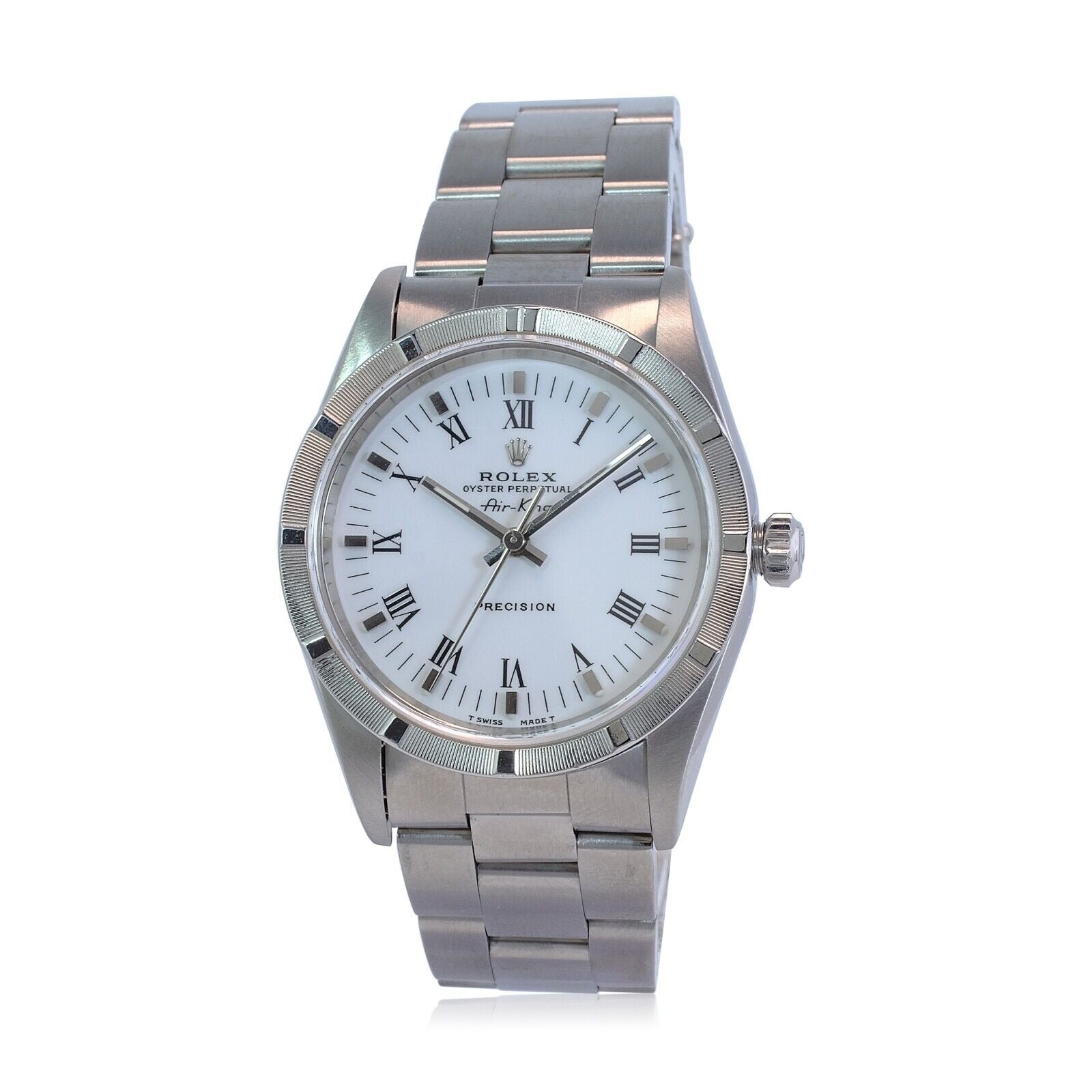 Rolex Air-king Stainless Steel White Index/roman Dial Oyster Band 34mm Watch - luxuriantconcierge