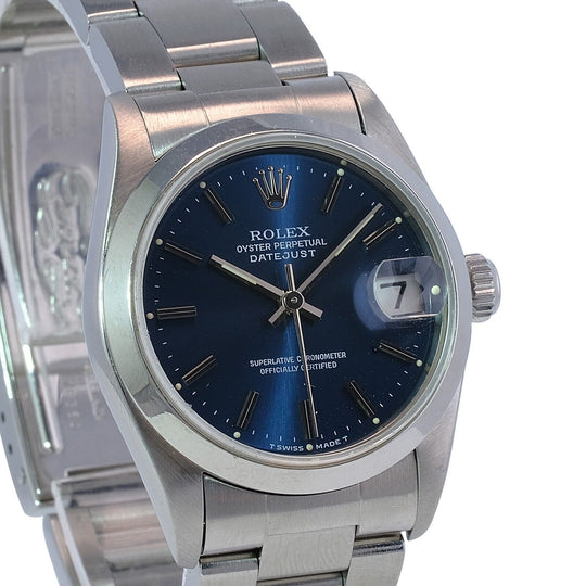 Rolex Datejust 68240 Mid-size Blue Index Dial Oyster Band Watch 31mm - luxuriantconcierge