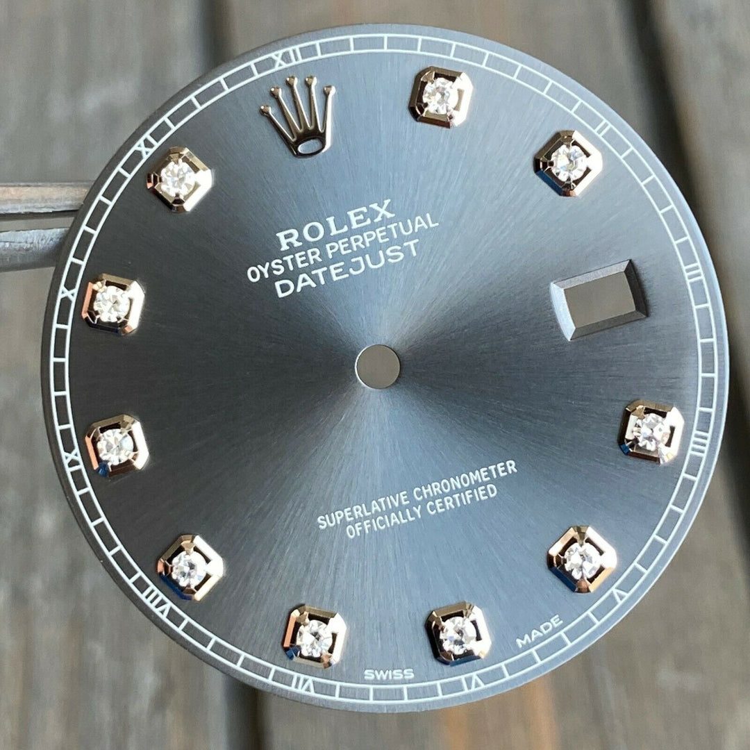 Rolex Datejust II Charcoal Grey Diamond Dial w/ Track Dial for S Steel 41mm - luxuriantconcierge