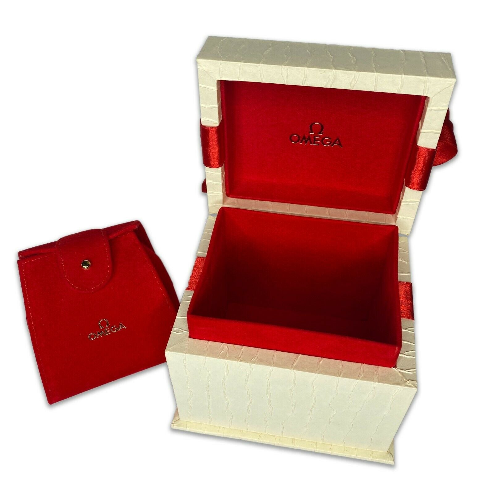 Vintage Omega Gift Watch Box w/ Signed Omega Outer Box, certificate, booklet - luxuriantconcierge