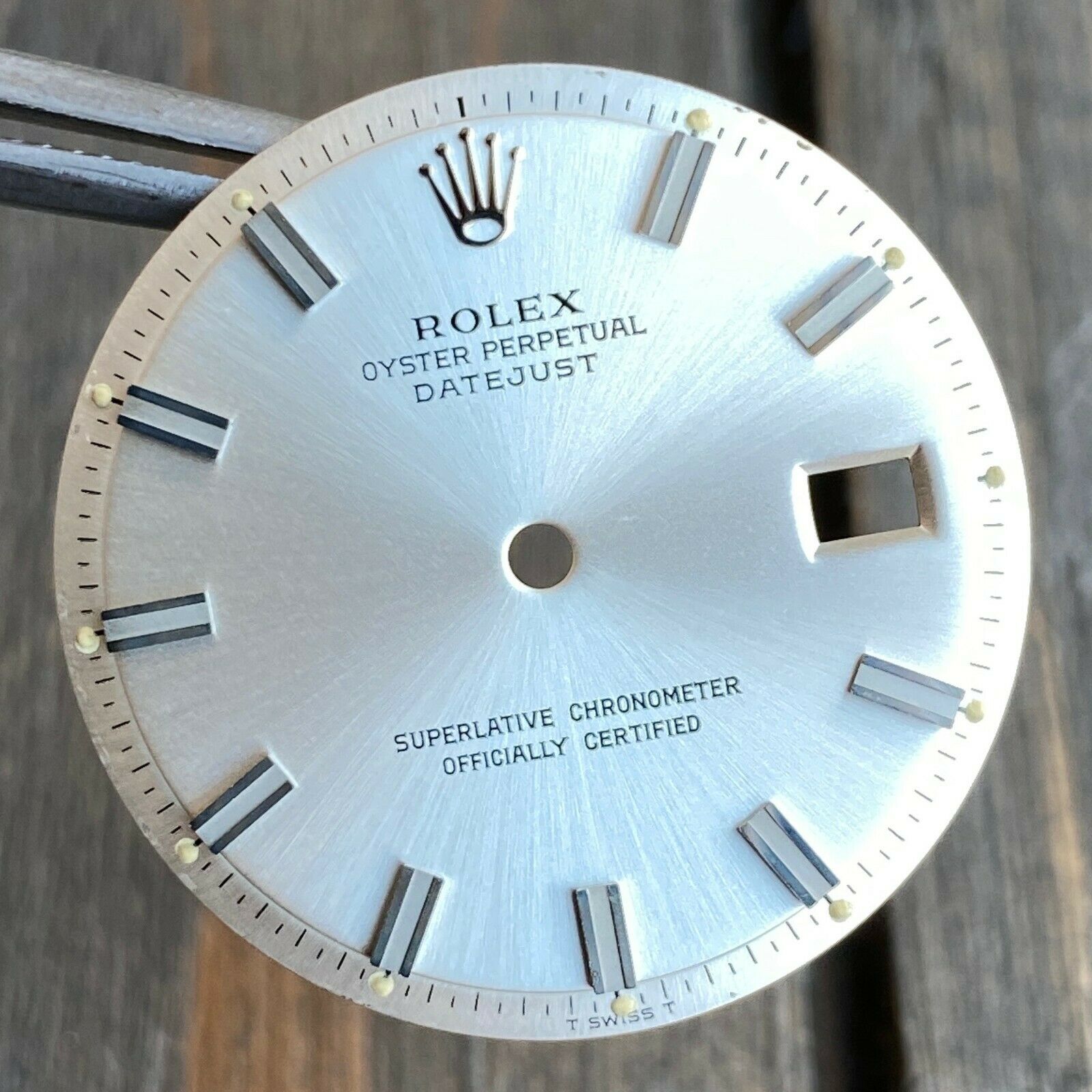 RARE Original Rolex Datejust Silver Index 'Fat Boy" Dial 36mm Pie Pan 1600 1601 - luxuriantconcierge
