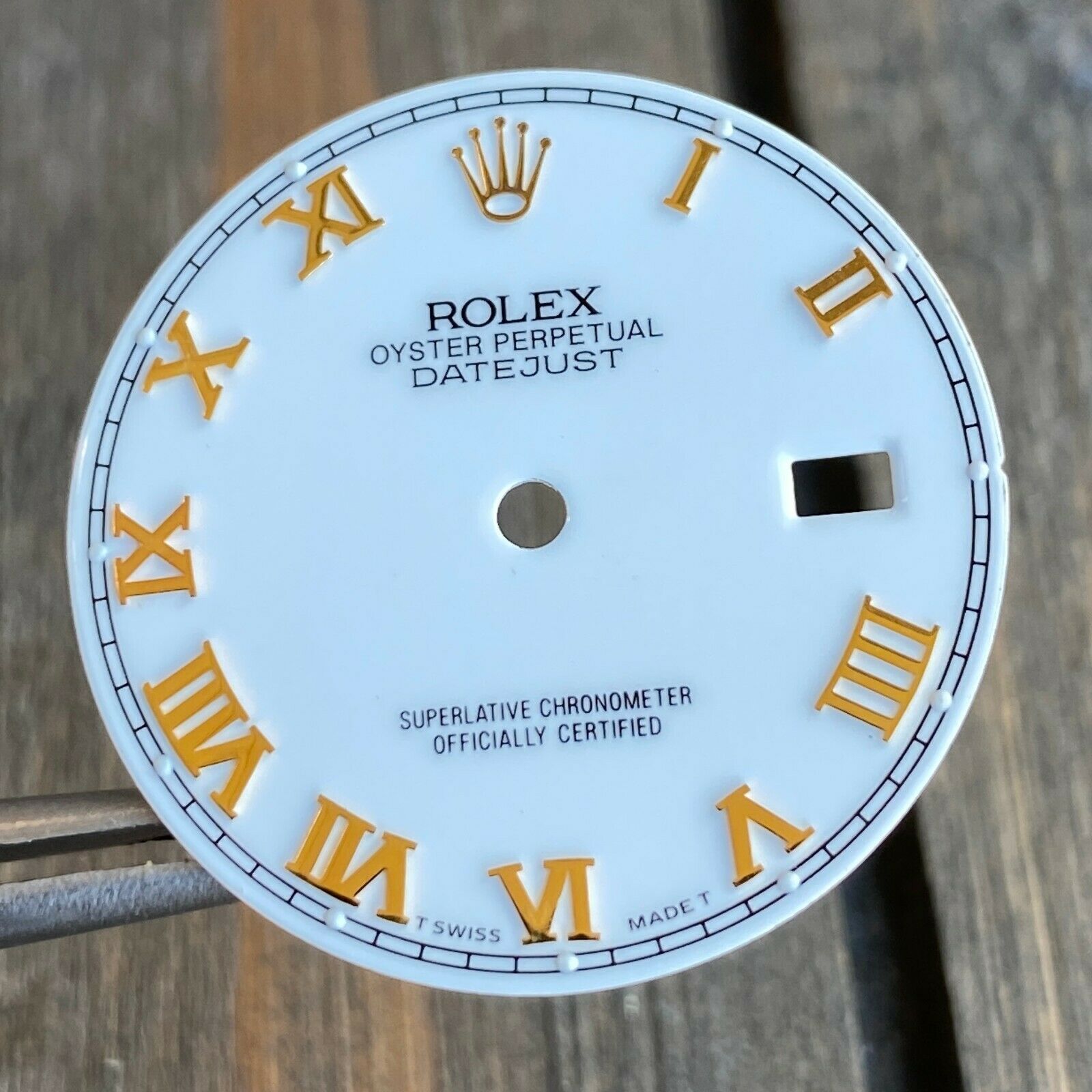 Original Rolex RARE White Ceramic Roman Numeral Hour Marker Dial Two-Tone 36mm - luxuriantconcierge