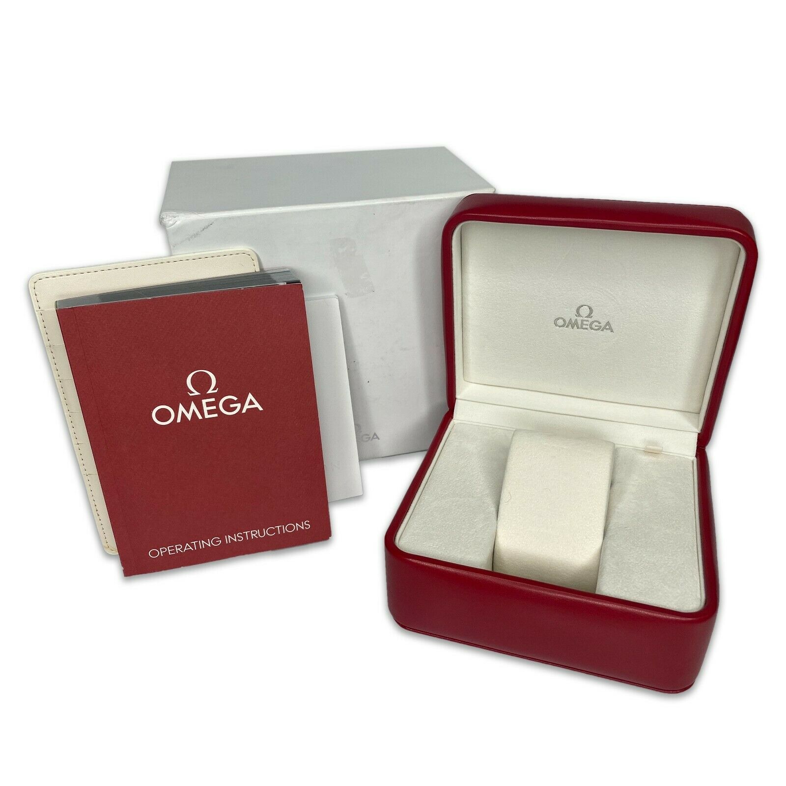 Vintage Omega Watch Box with Signed Omega Outer Box, certificate wallet, booklet - luxuriantconcierge