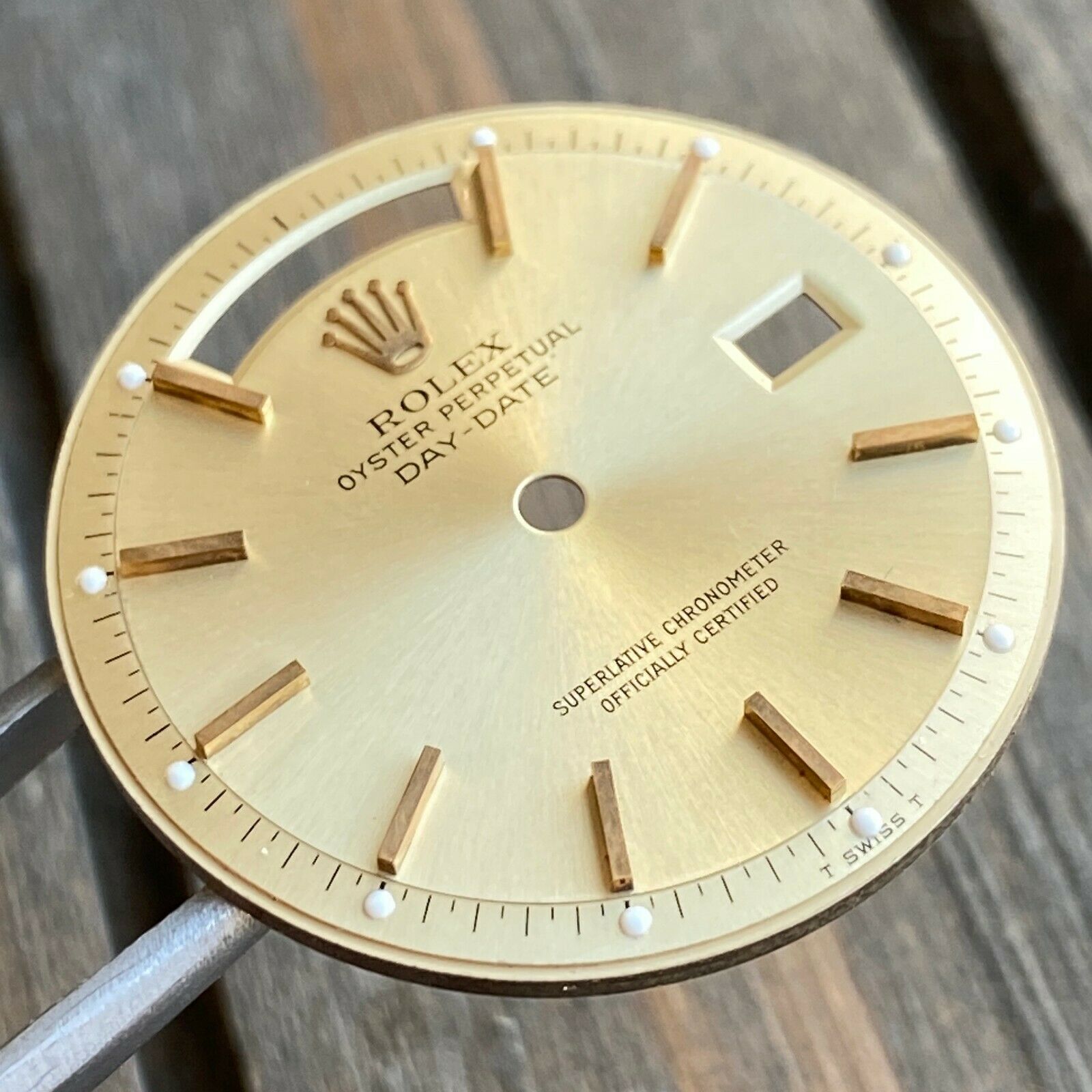 Rolex Day-Date RARE Vintage Champagne Index Pie-Pan Dial for ref. 1803 1807 - luxuriantconcierge