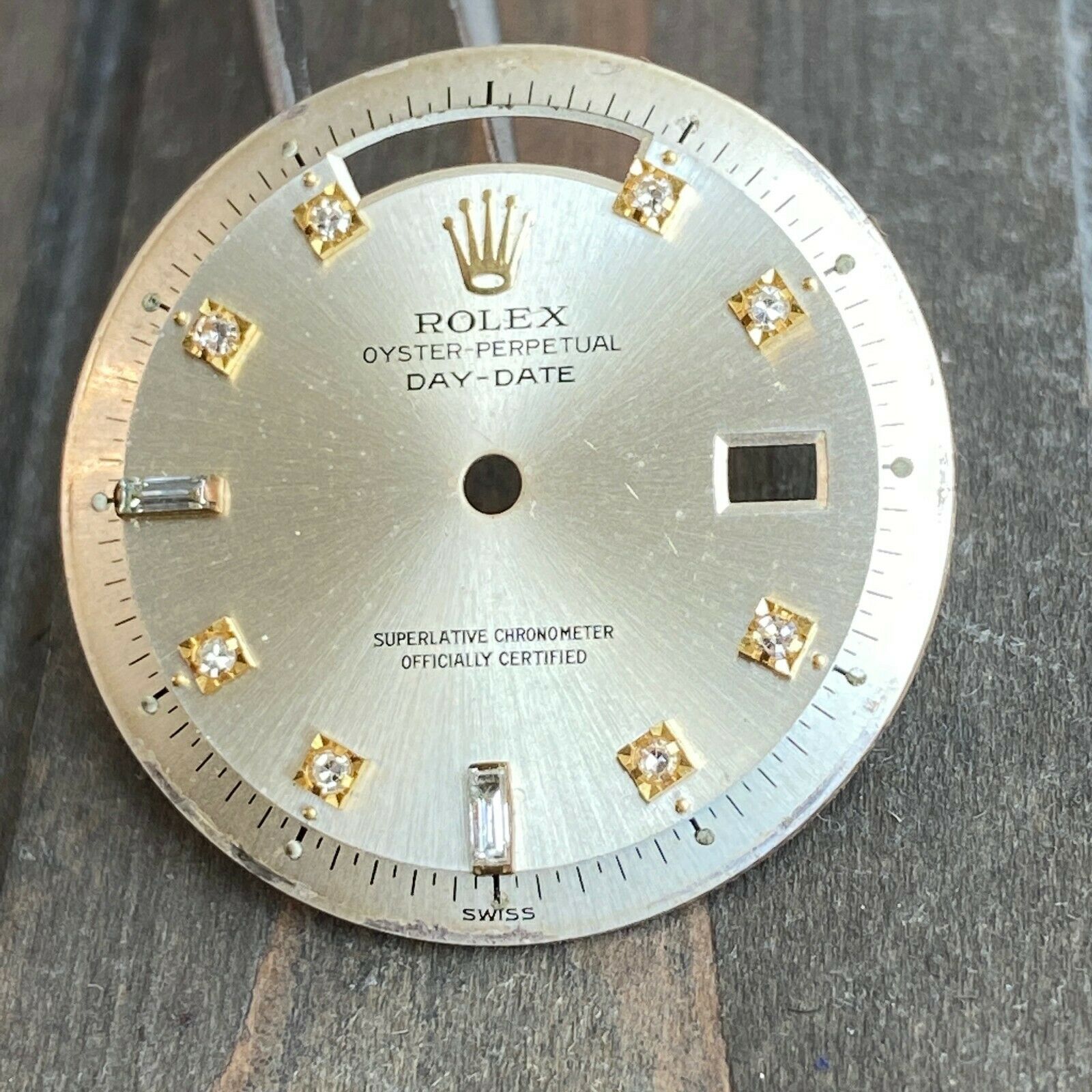 Rolex Day-Date RARE Silver Diamond Pie-Pan Dial for ref. 1803 1807 Gold Watch - luxuriantconcierge