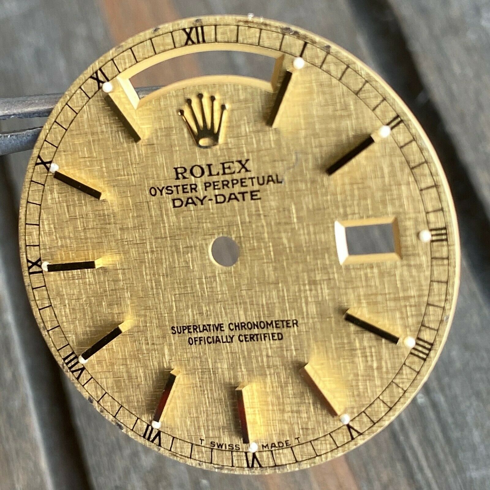 Original Rolex Day-Date 18K Yellow Champagne Linen Index Dial 36mm 18038 18238 - luxuriantconcierge