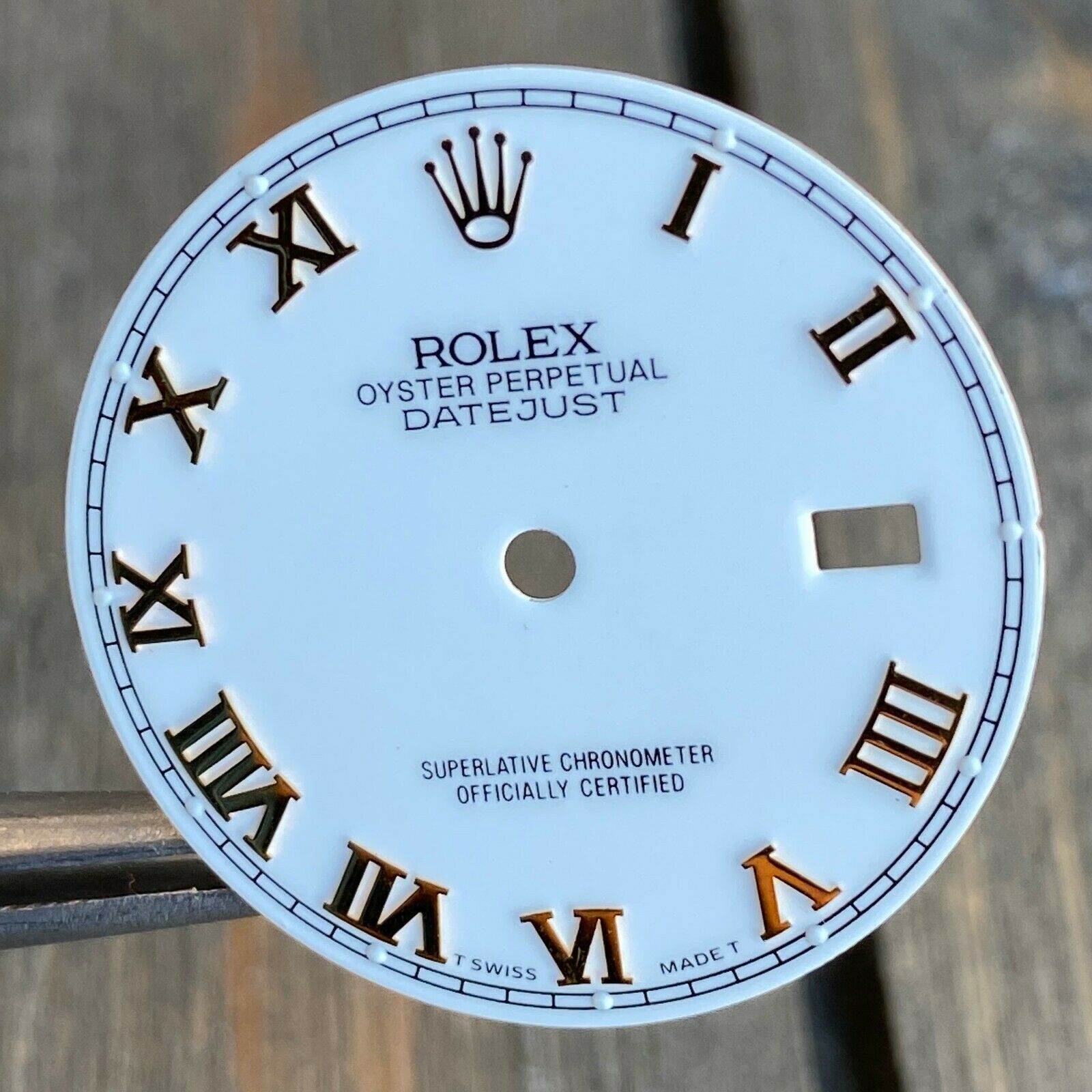 Original Rolex RARE White Ceramic Roman Numeral Hour Marker Dial Two-Tone 36mm - luxuriantconcierge