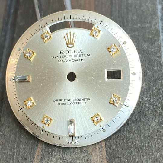 Rolex Day-Date RARE Silver Diamond Pie-Pan Dial for ref. 1803 1807 Gold Watch - luxuriantconcierge