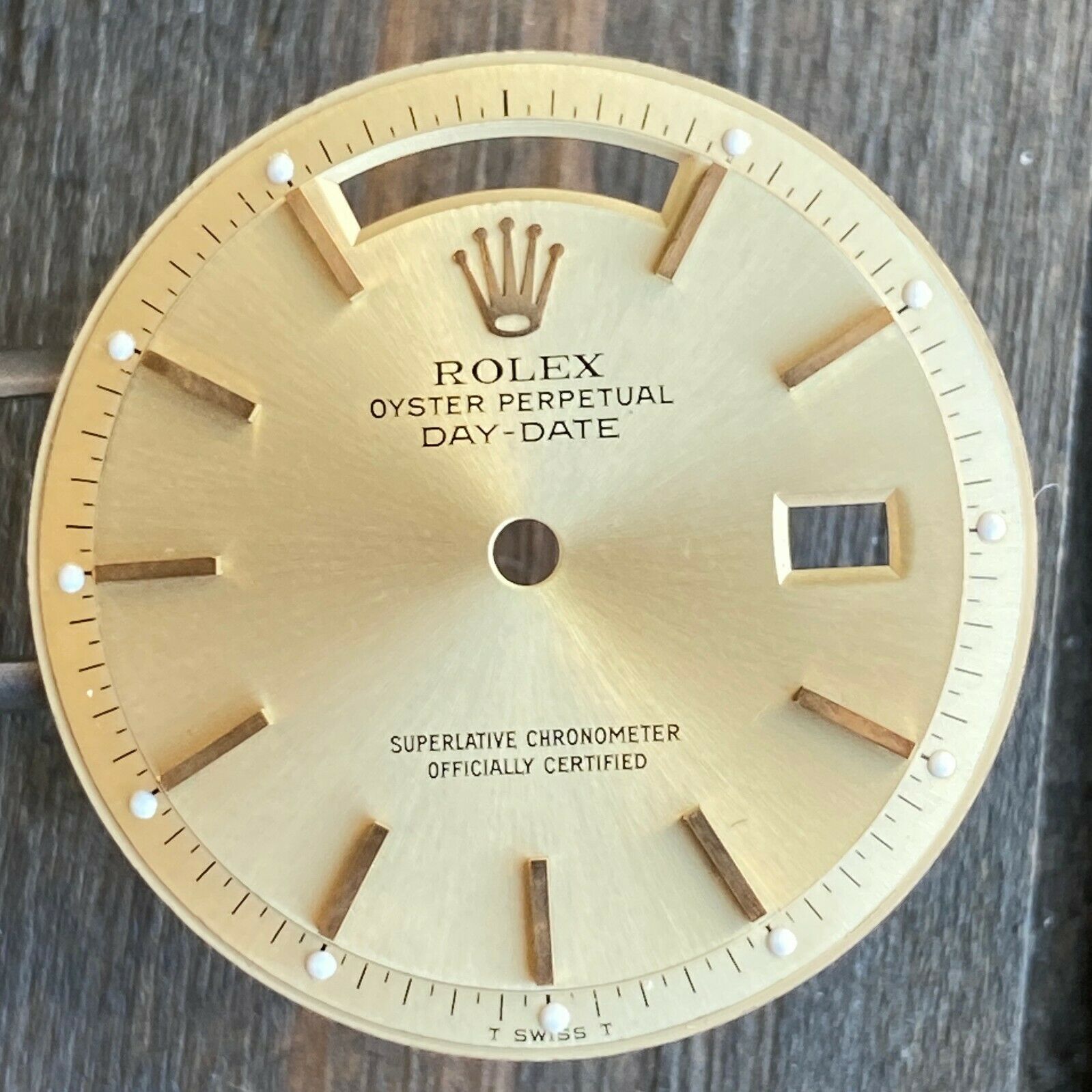 Rolex Day-Date RARE Vintage Champagne Index Pie-Pan Dial for ref. 1803 1807 - luxuriantconcierge