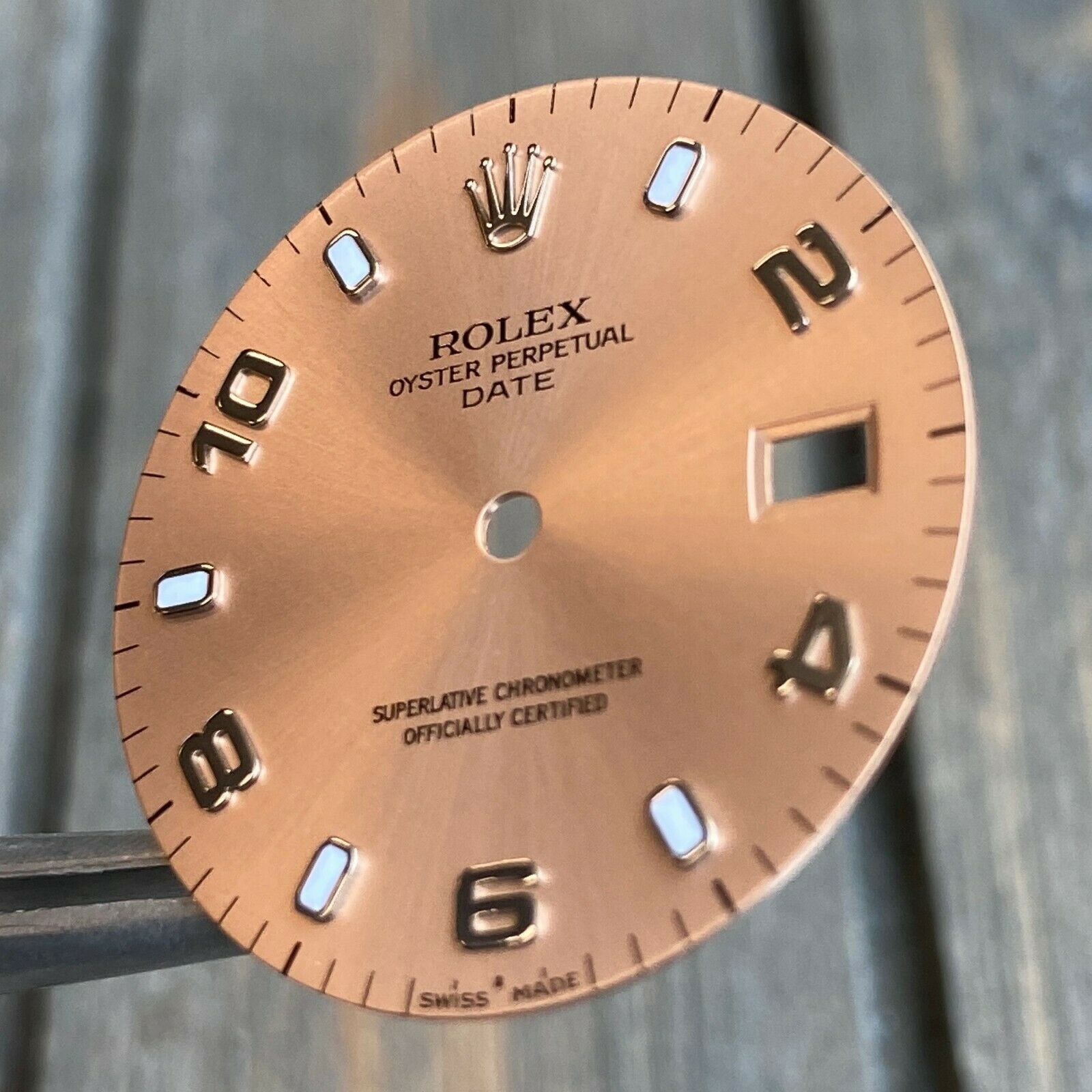 Original Rolex Date Size Steel Salmon Arabic & Index Dial 34mm - luxuriantconcierge