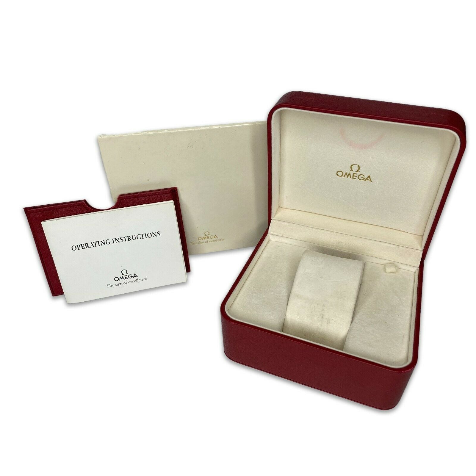 Vintage Omega Watch Box with Outer Box and certificate wallet, hang tag, booklet - luxuriantconcierge