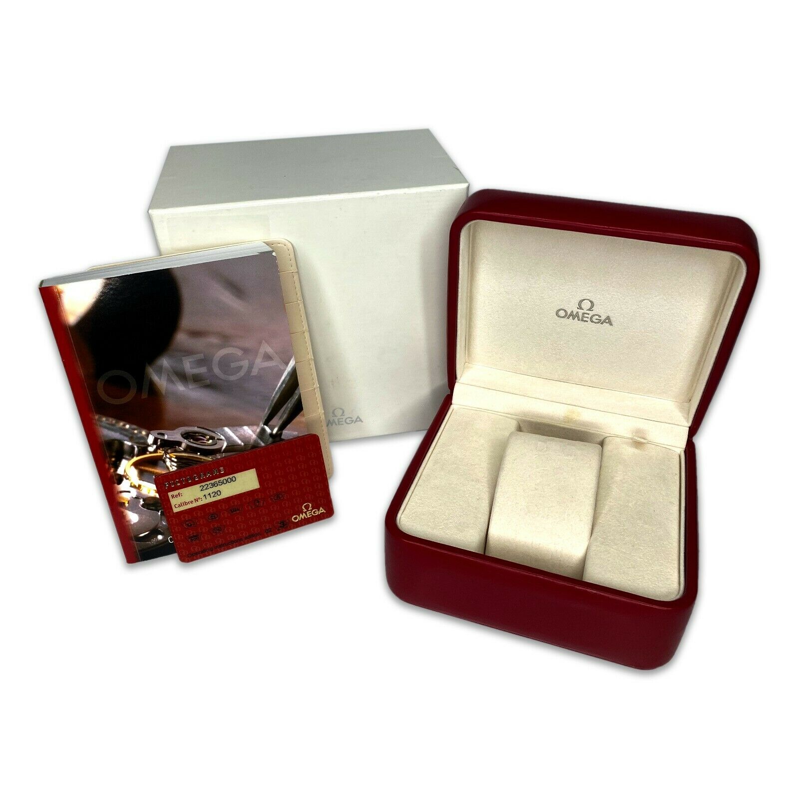 Vintage Omega Watch Box with Outer Box, certificate wallet, booklet - luxuriantconcierge