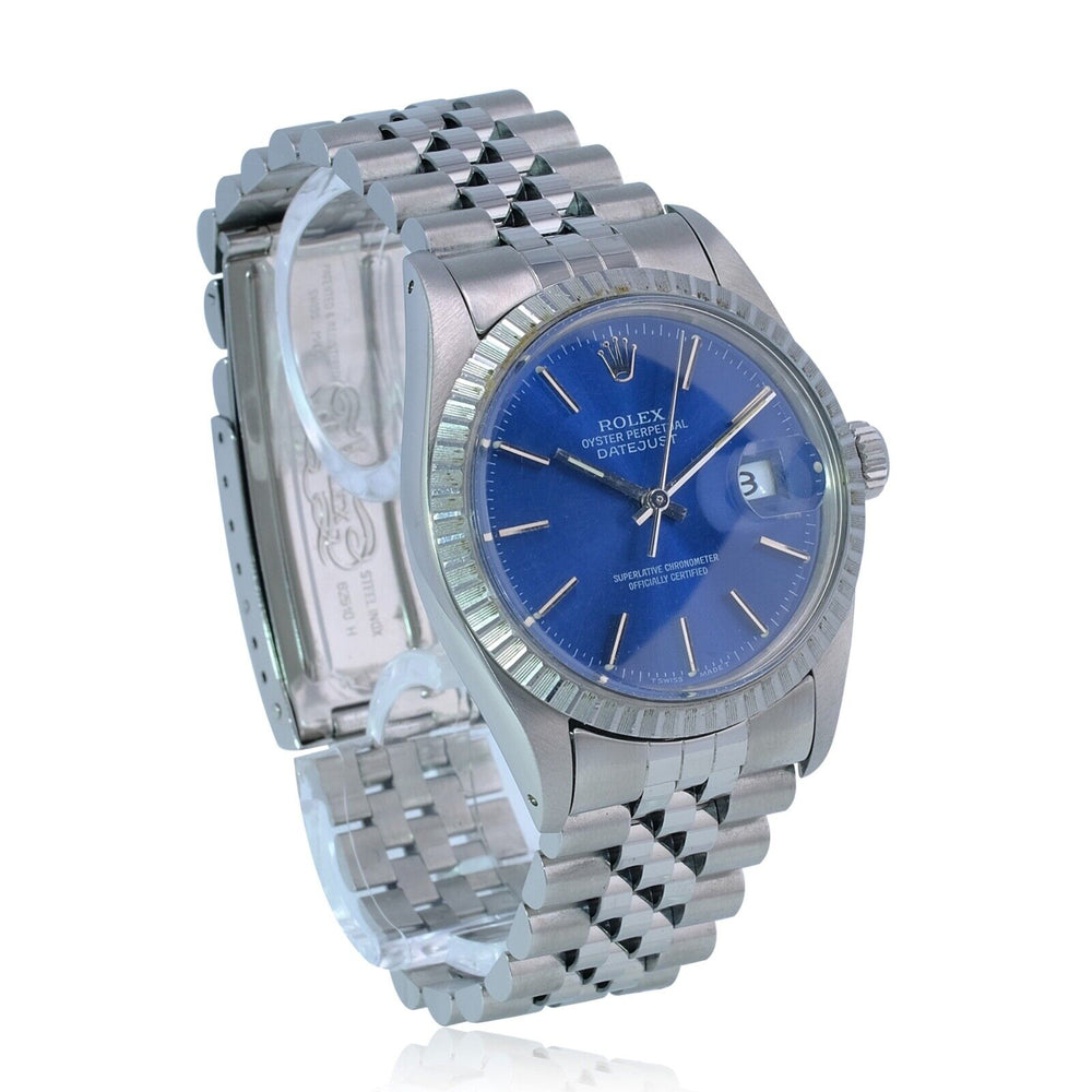 Rolex Mens Datejust Watch Stainless Steel Blue Index Dial Jubilee Band 36mm - luxuriantconcierge