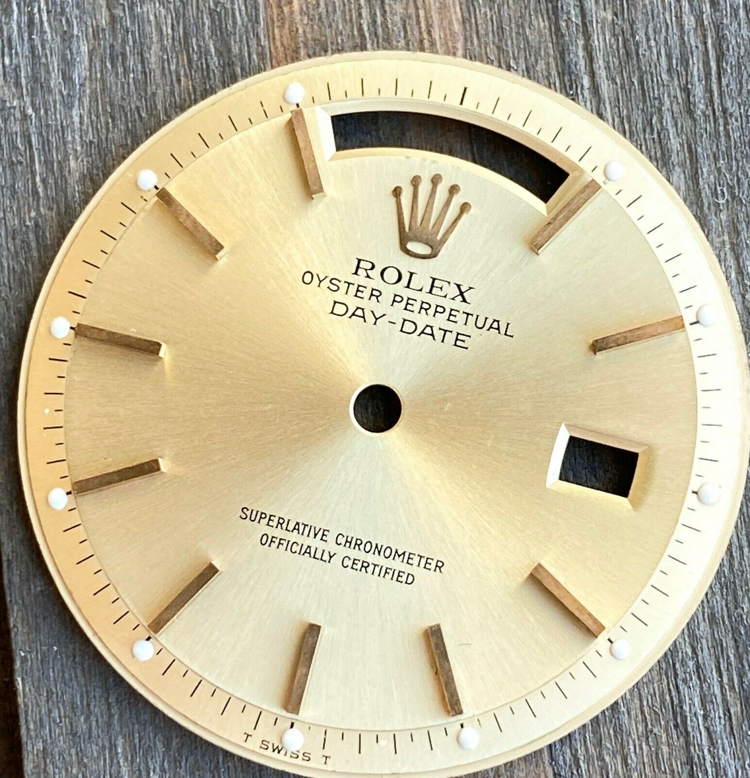 Rolex Day-Date RARE Vintage Champagne Index Pie-Pan Dial for ref. 1803 1807 - luxuriantconcierge