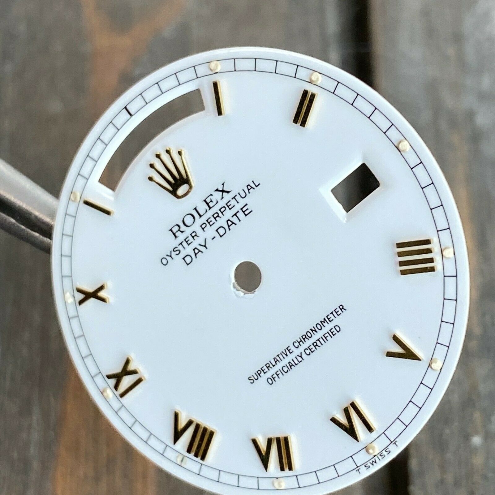 Rolex Day-Date Gold Watch White "Skinny" Roman Numeral Dial for Ref 18038 182383 - luxuriantconcierge