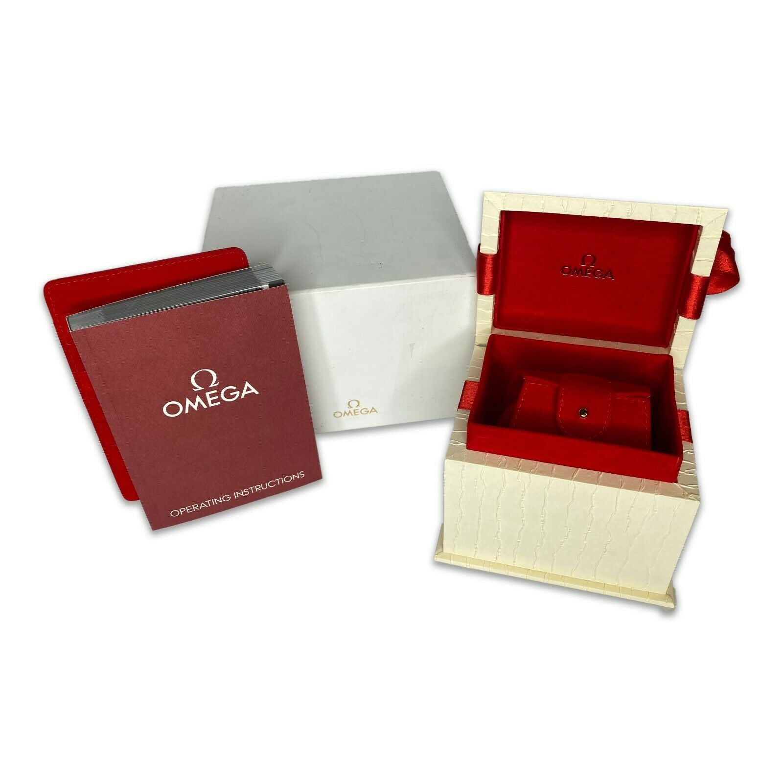 Vintage Omega Gift Watch Box w/ Signed Omega Outer Box, certificate, booklet - luxuriantconcierge