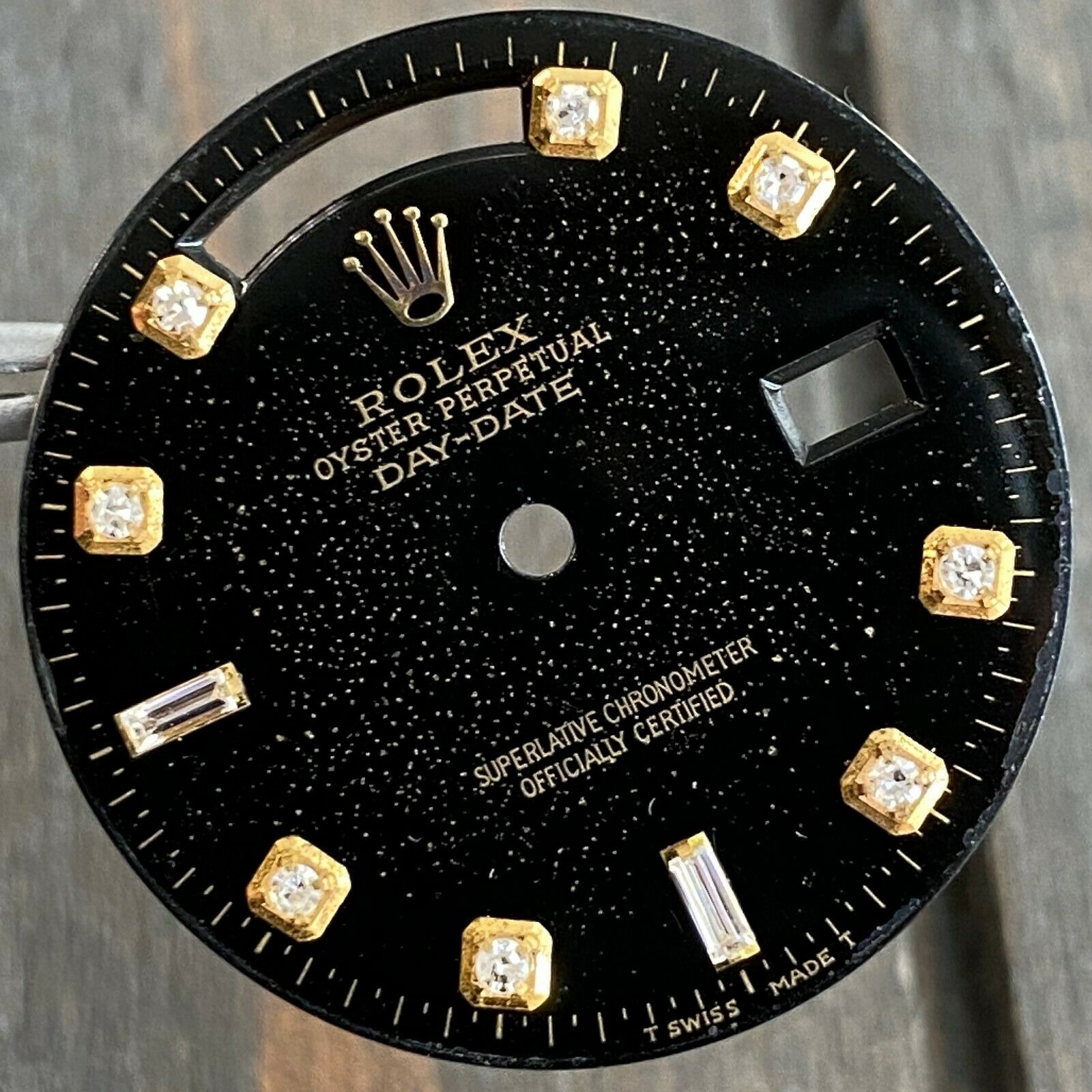 Rolex Day-Date Black Diamond Hour Marker Dial 18K Yellow Gold 18038 18238 - 100% - luxuriantconcierge