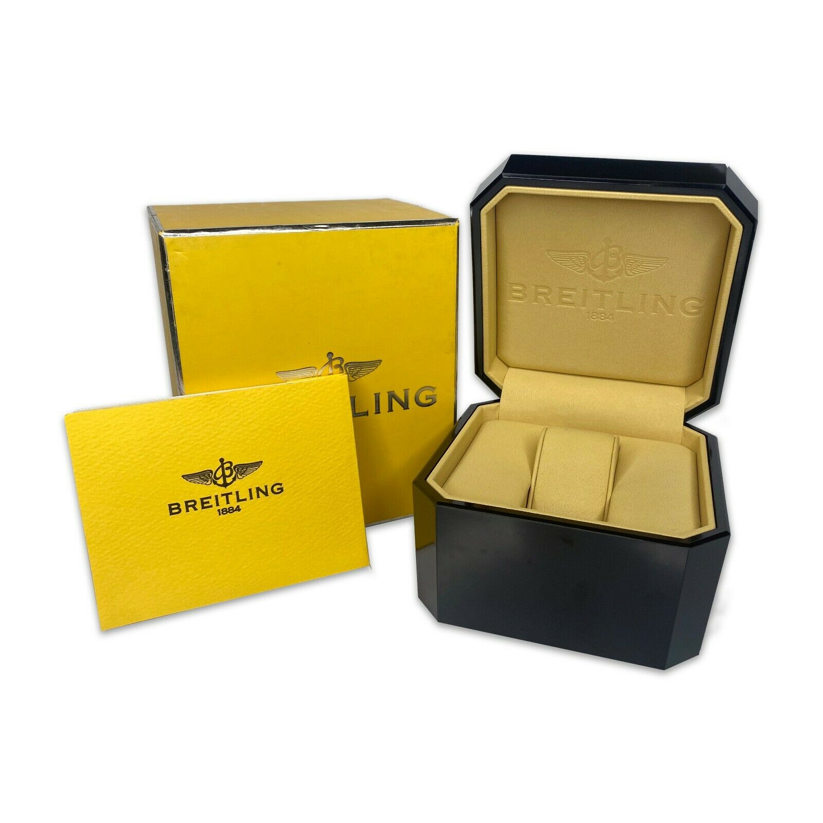 Breitling Chronomat Evolution black watch box with pillow and outer box - luxuriantconcierge