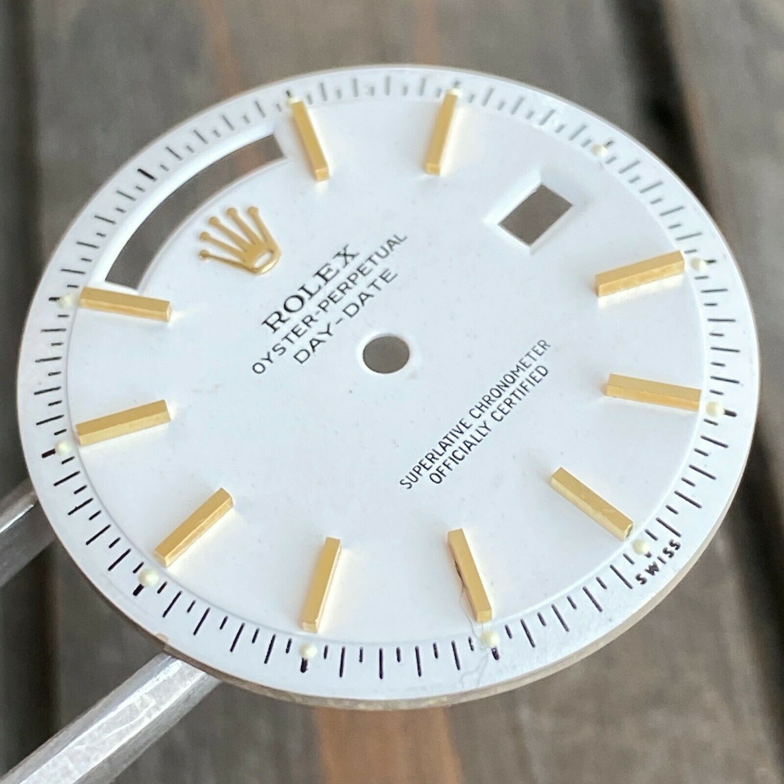 Rolex Day-Date RARE White Index Pie-Pan Dial for ref. 1803 1807 Gold Watch - luxuriantconcierge