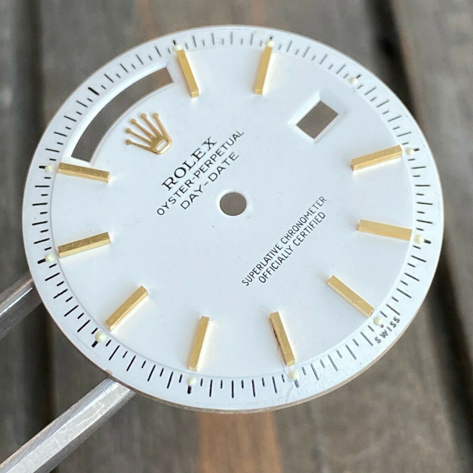 Rolex Day-Date RARE White Index Pie-Pan Dial for ref. 1803 1807 Gold Watch - luxuriantconcierge