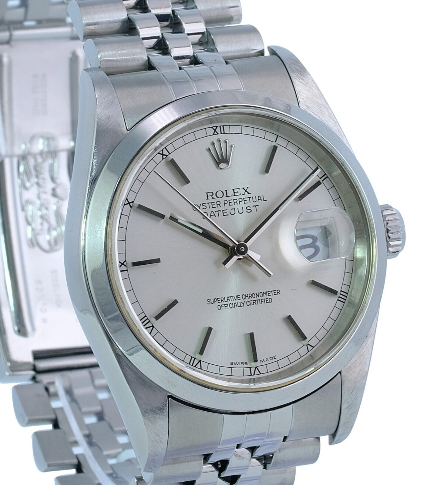 Rolex Men's Datejust Silver Index Dial SS Smooth Bezel Jubilee 36mm Watch - luxuriantconcierge