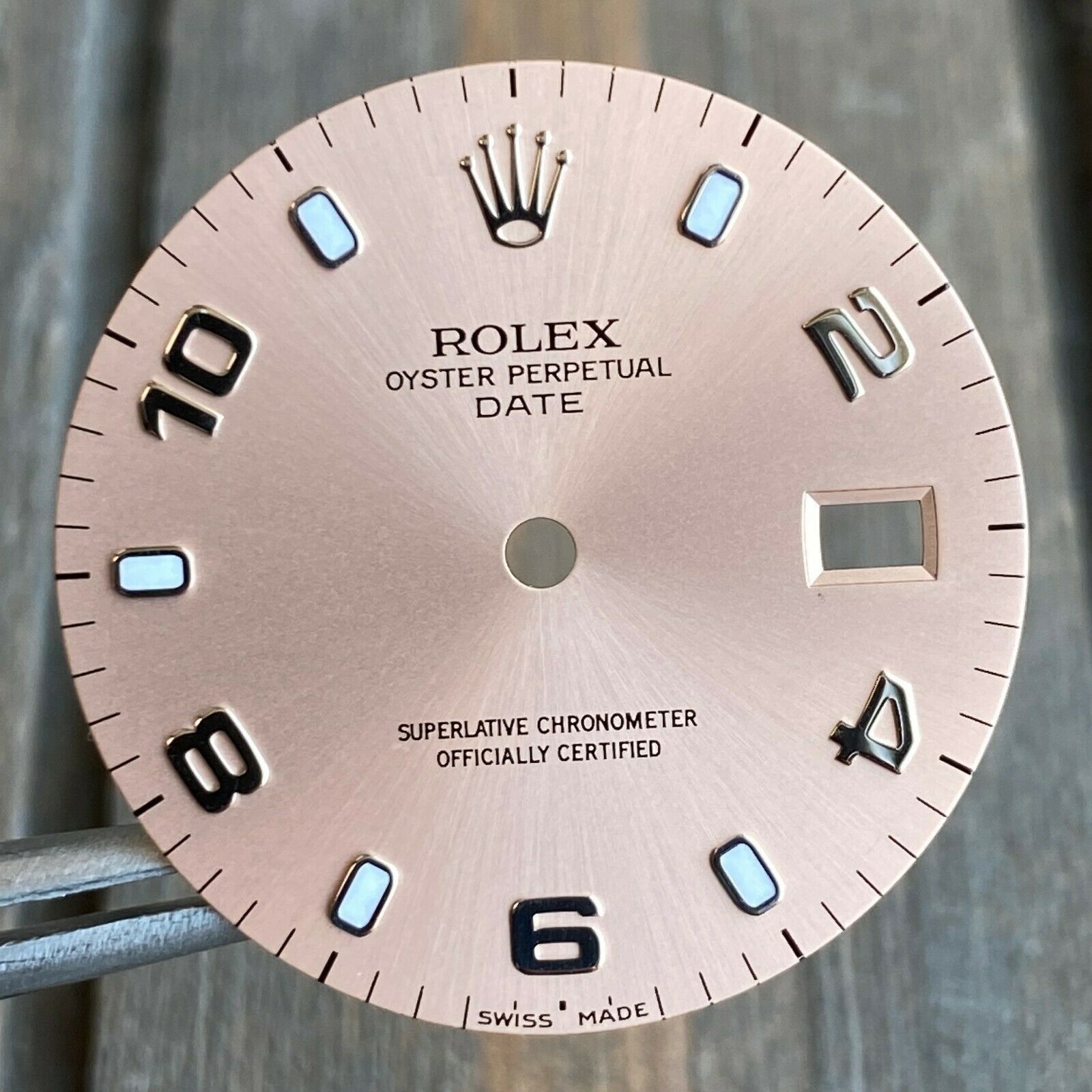 Original Rolex Date Size Steel Salmon Arabic & Index Dial 34mm - luxuriantconcierge