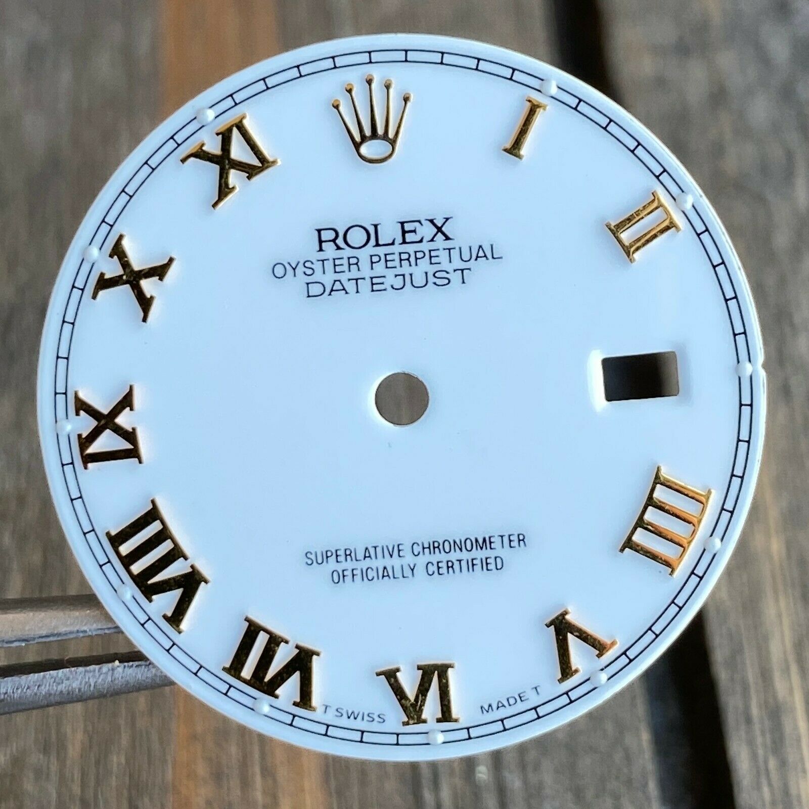 Original Rolex RARE White Ceramic Roman Numeral Hour Marker Dial Two-Tone 36mm - luxuriantconcierge