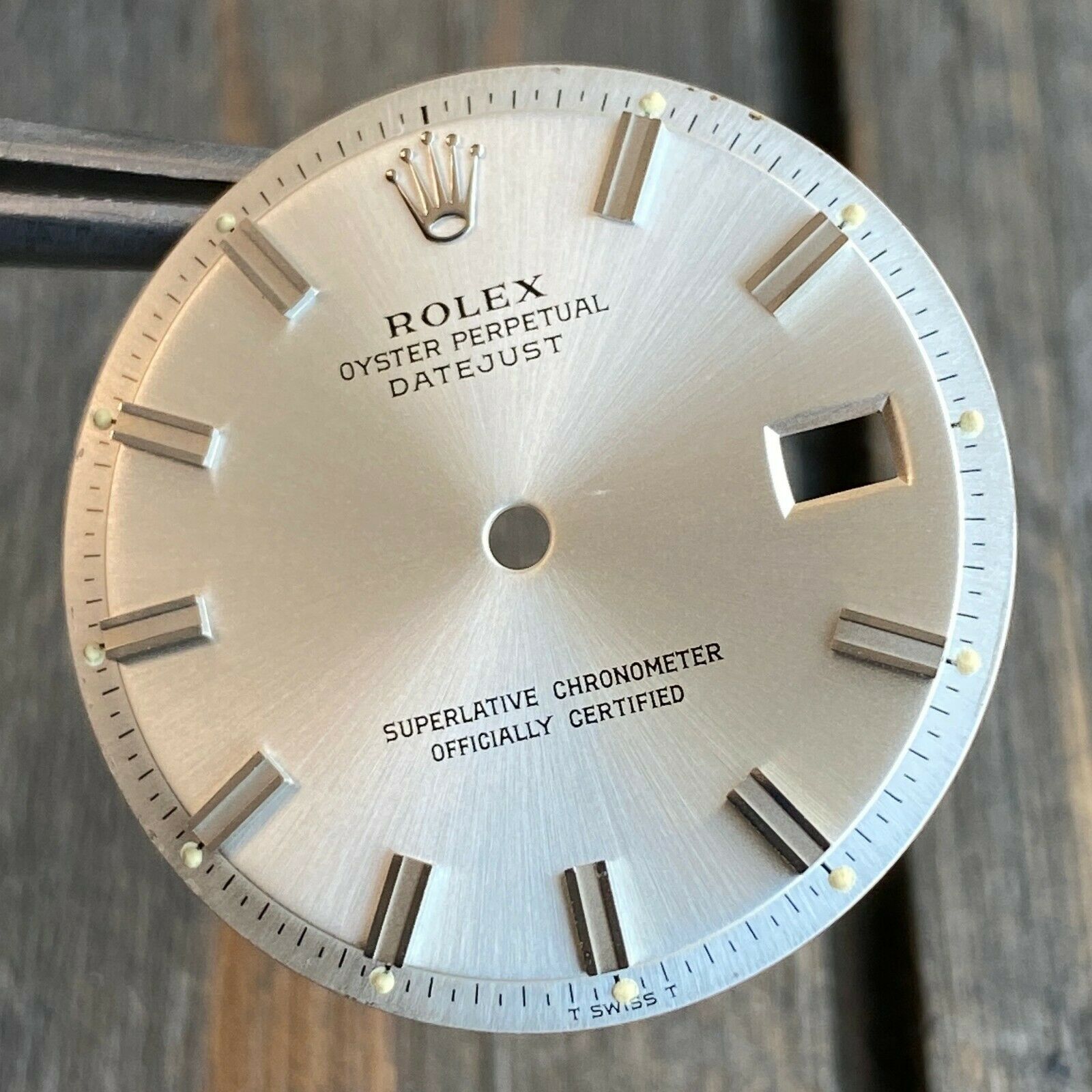 RARE Original Rolex Datejust Silver Index 'Fat Boy" Dial 36mm Pie Pan 1600 1601 - luxuriantconcierge