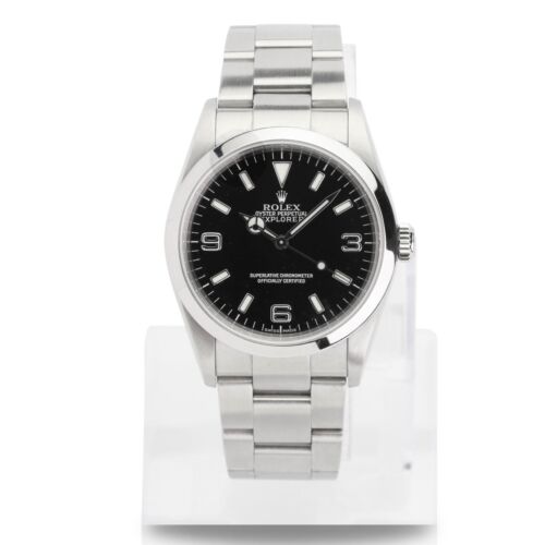 Rolex Explorer 114270 Stainless Steel Black Dial Oyster Band Watch W/ Paper - luxuriantconcierge