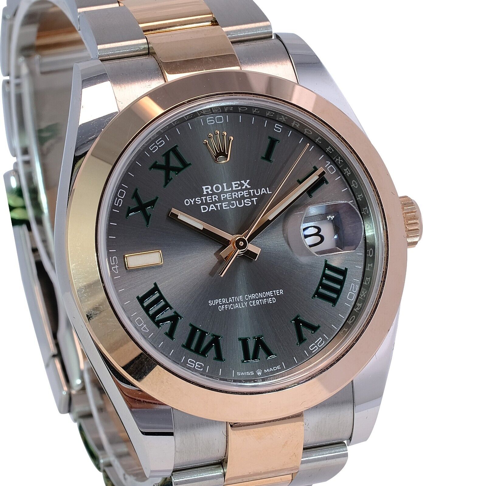 Rolex Men's Datejust II SS & 18k RG Wimbledon Grey Roman Dial 41mm Watch New - luxuriantconcierge